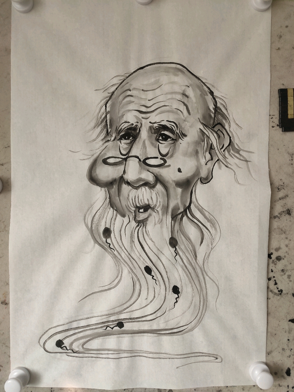 名人水墨肖像漫画,郑路作品