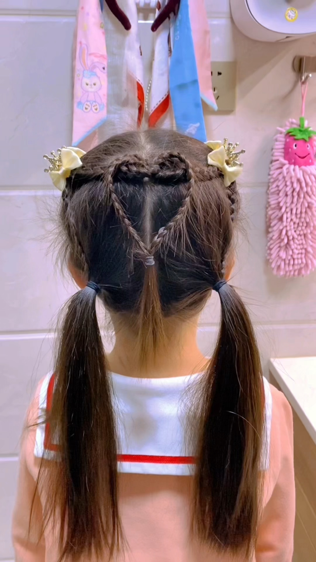 爱心双编麻花辫