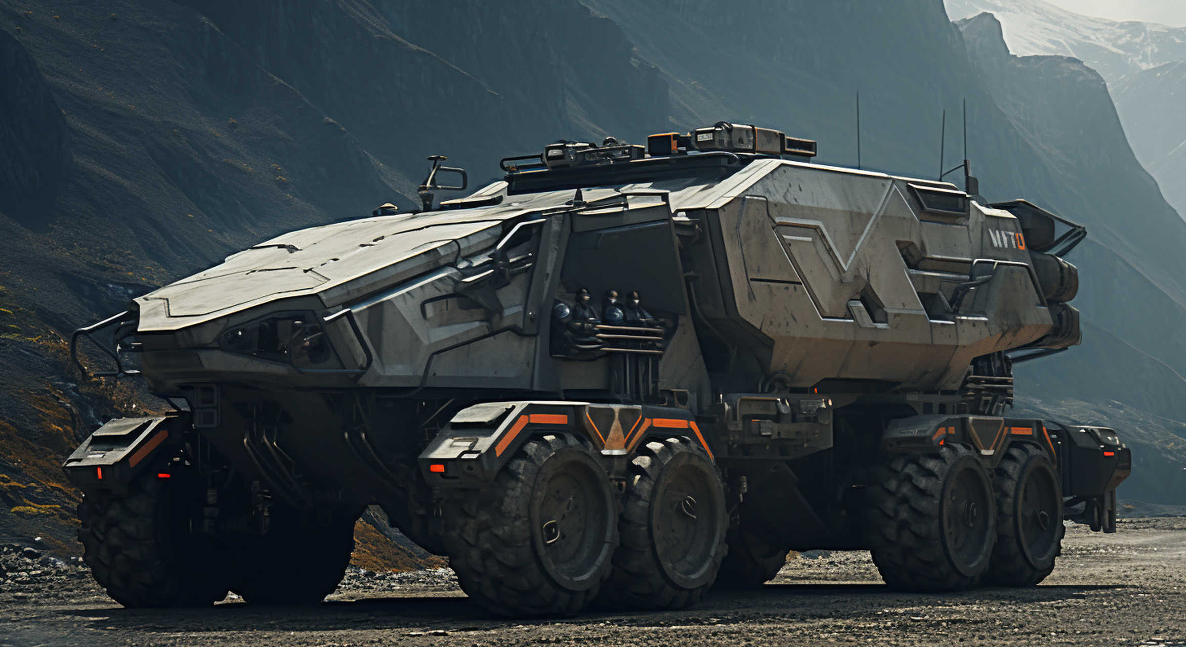 一组ai生成的装甲车辆设计作品,采用了多种组合方式的轮式底盘,适合