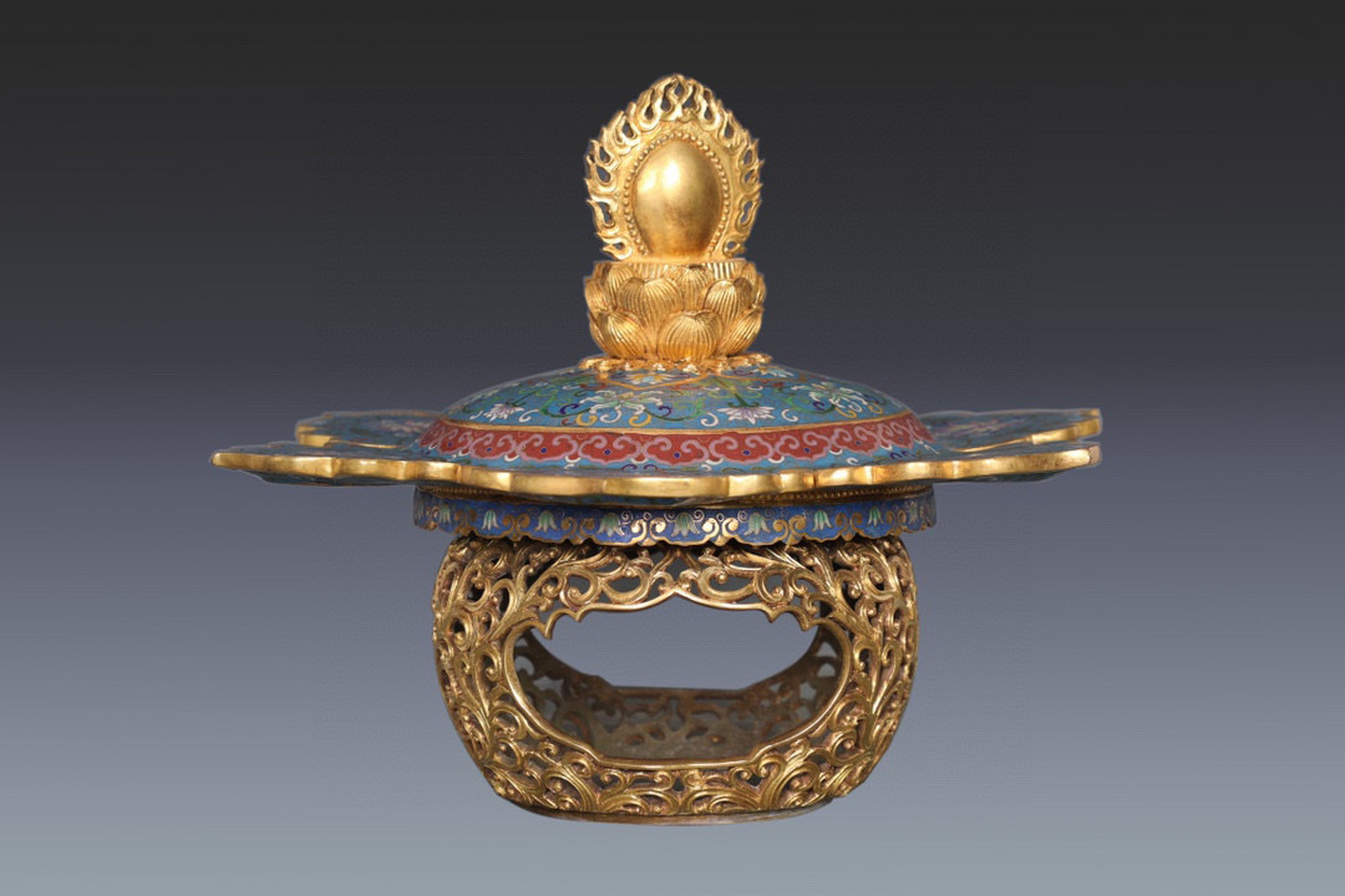 清 精铸铜胎景泰蓝掐丝珐琅宫灯 【规格】高48cm 直径40cm 重19.