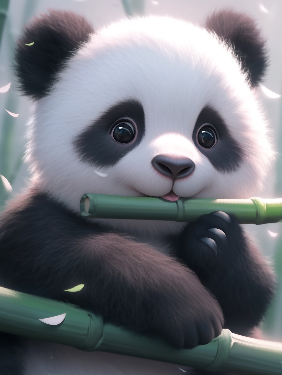 好看熊猫吃竹子图片