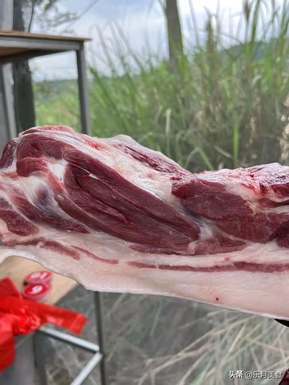 老公晨跑回来提着一个袋土猪肉,笑着对我说:"这五花肉可好了,一斤28块