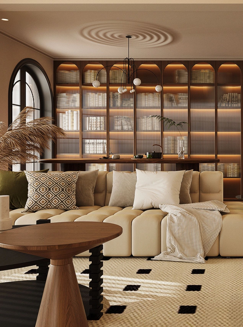 法式奶油风 满墙书柜,真的是颜值天花板.