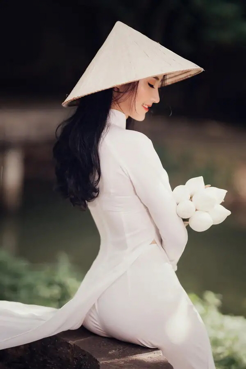 越南美女:身着奥黛,秀出好身材