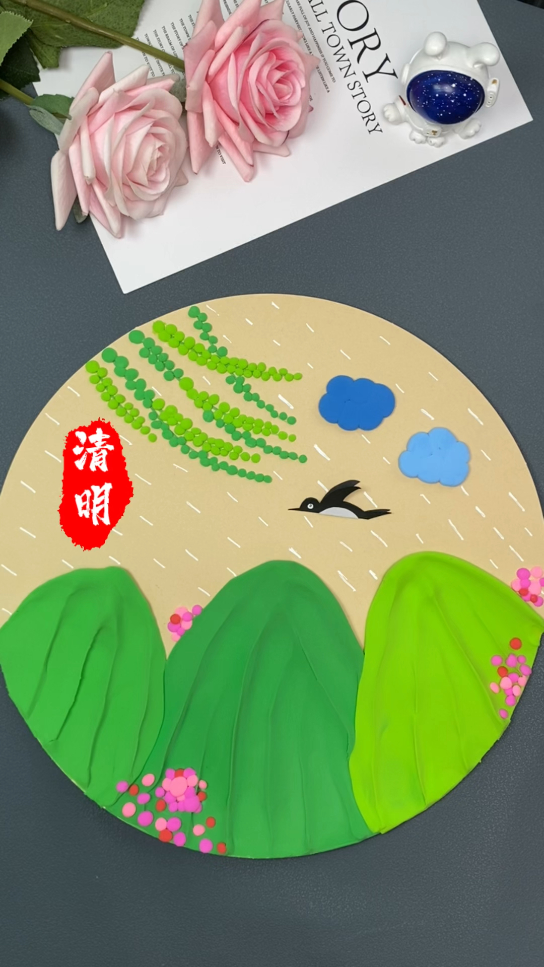 清明节快到了,适合幼儿园小朋友的清明节手工画,简单好看!