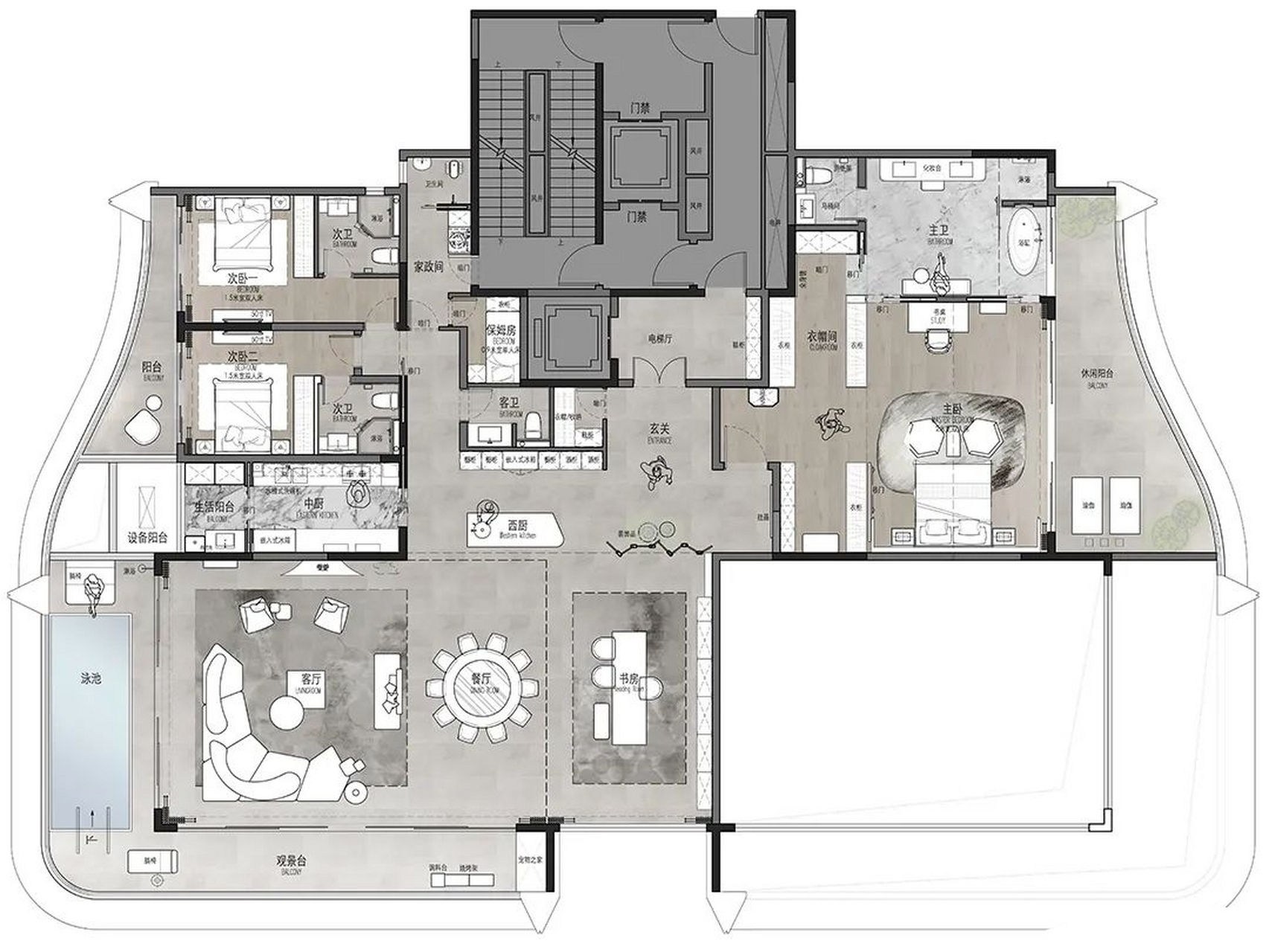 客厅高度将近7.