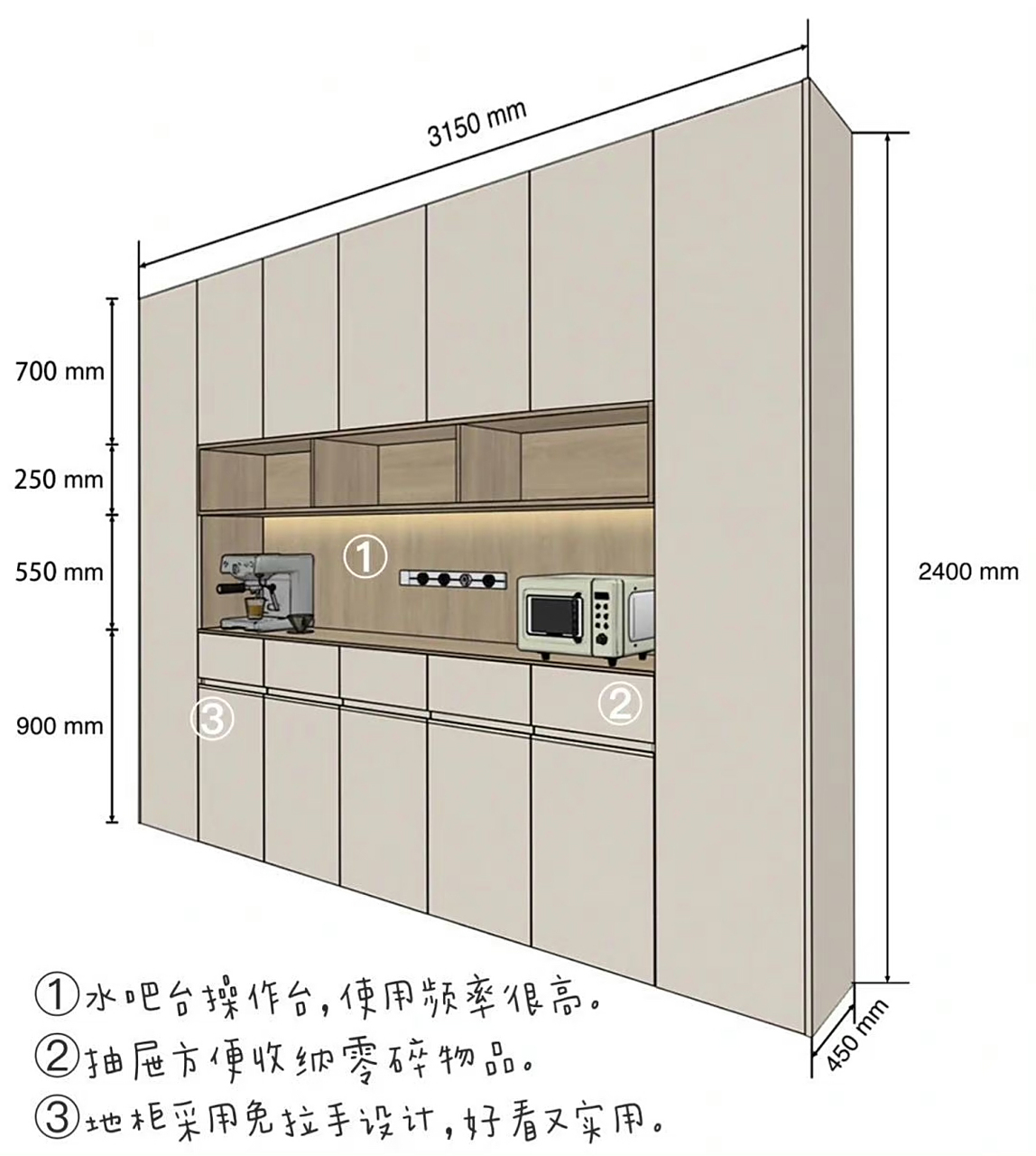 分享几款餐边柜设计,附详细尺寸图[赞同][赞同]喜欢的朋友可以抄作业