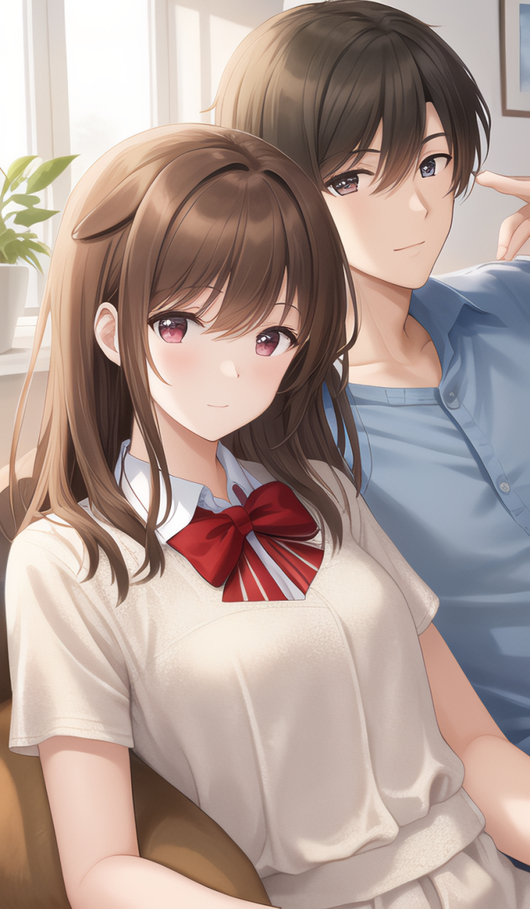 情侣,狗,两人一狗,帅哥美女,二次元,幸福,可爱 #ai共创计划# #ai绘画