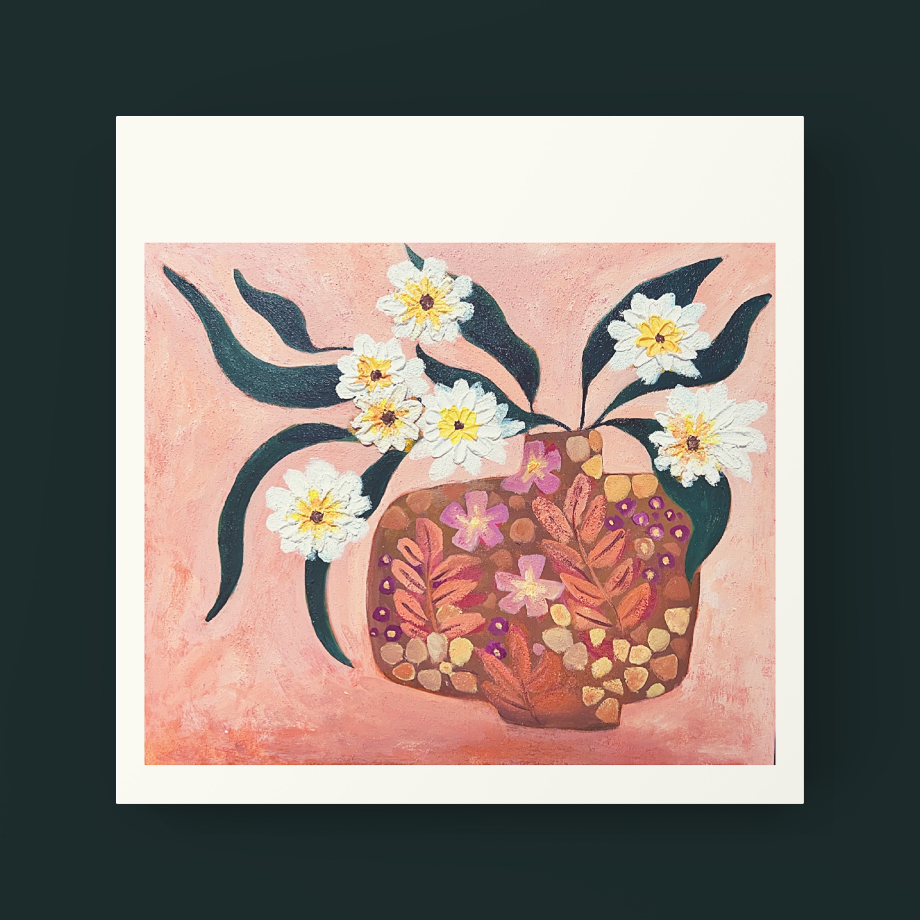手绘立体肌理装饰画/艺术家风花瓶
