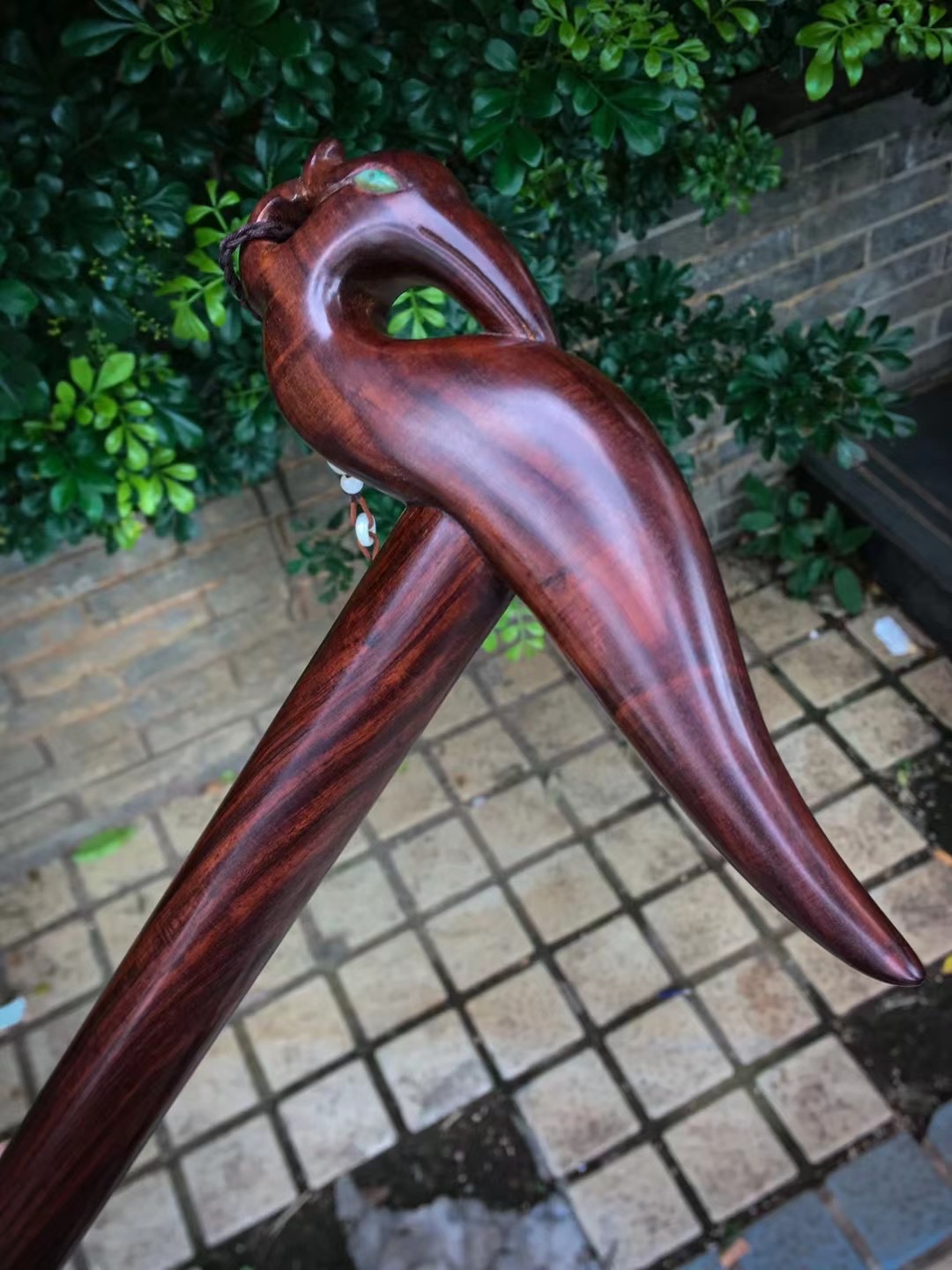 海南黄花梨紫油梨老料仙鹤拐杖