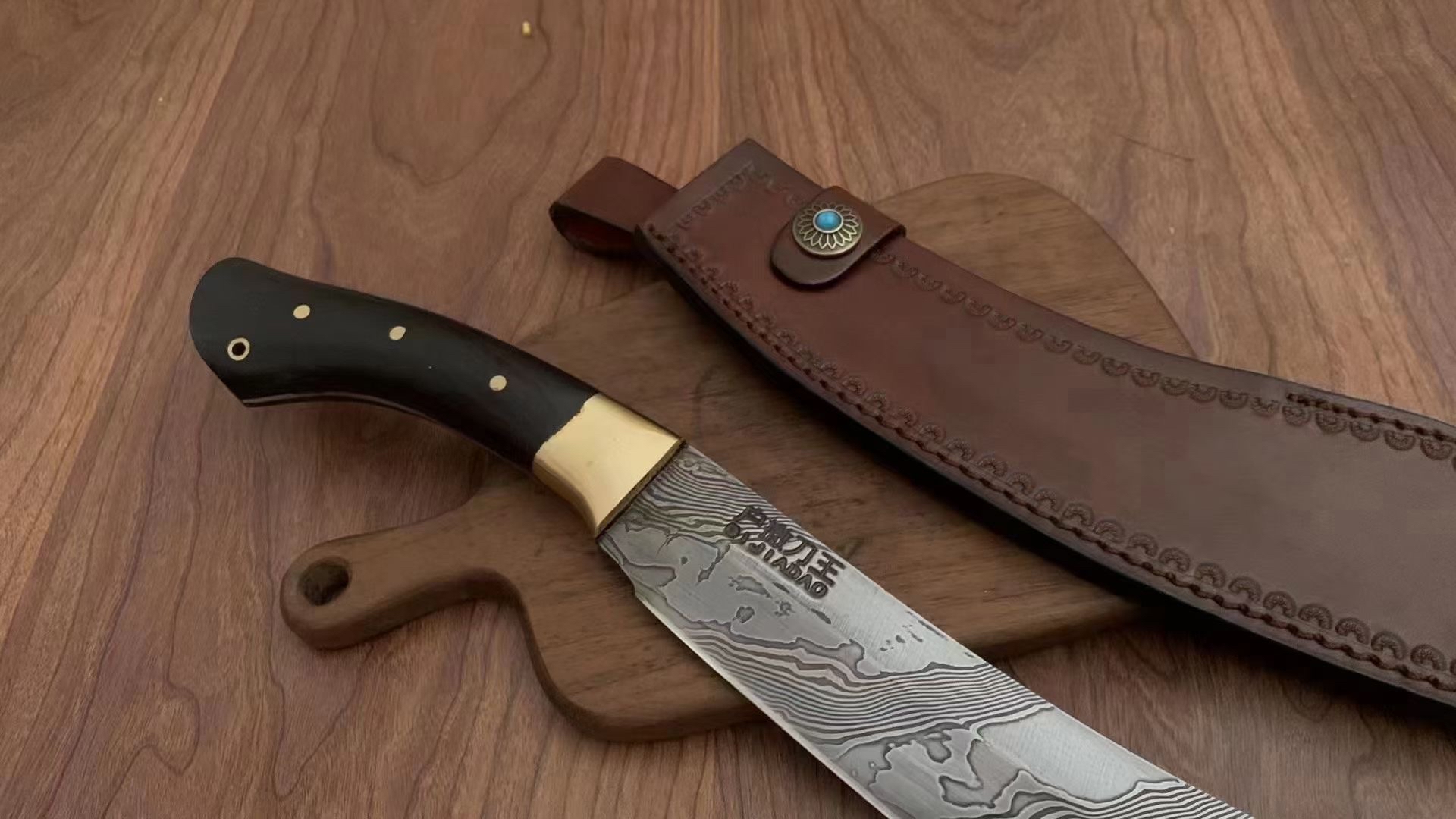 扭转纹百炼花纹钢手工打造帕兰砍刀