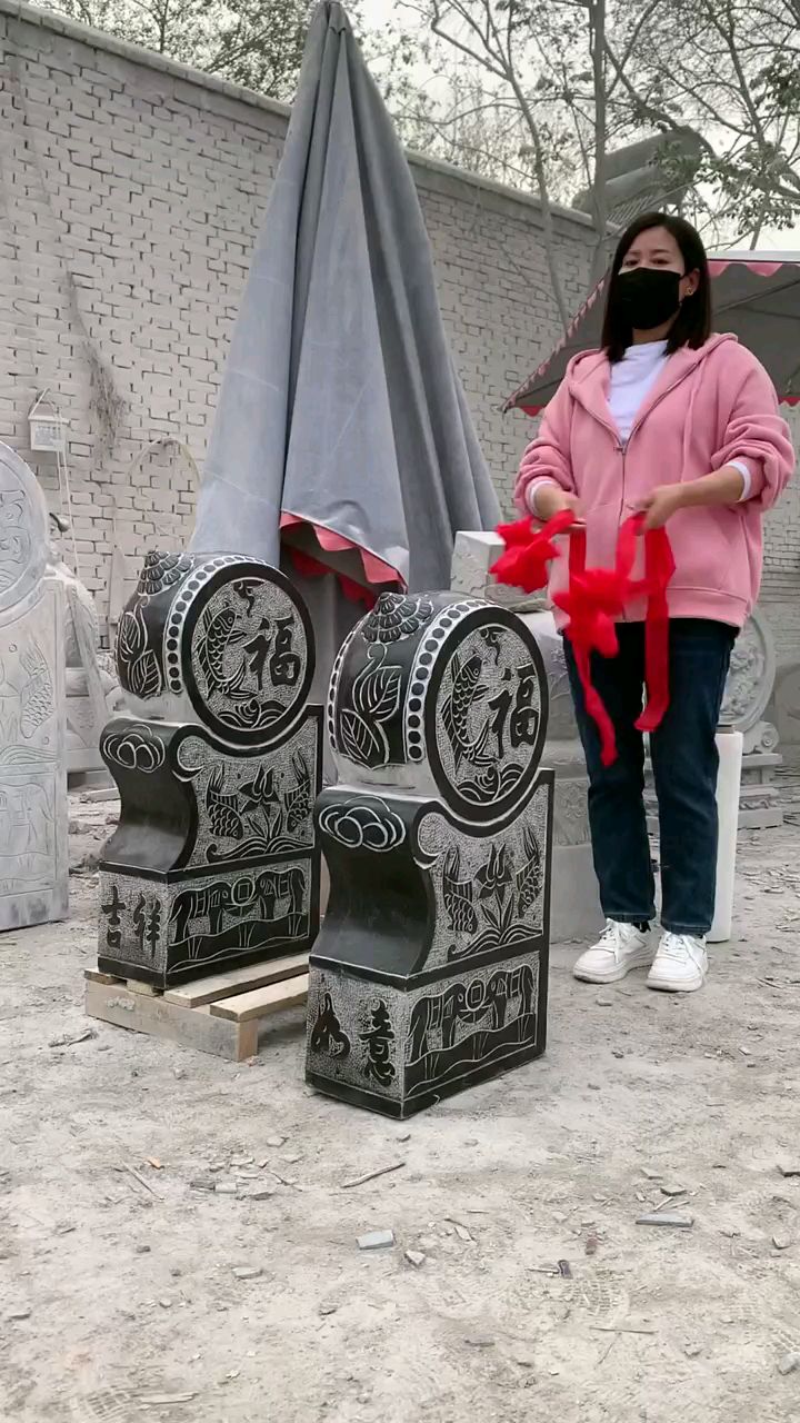 青石石雕仿古做旧门墩抱鼓石庭院别墅门口福鱼门鼓石门当石摆件