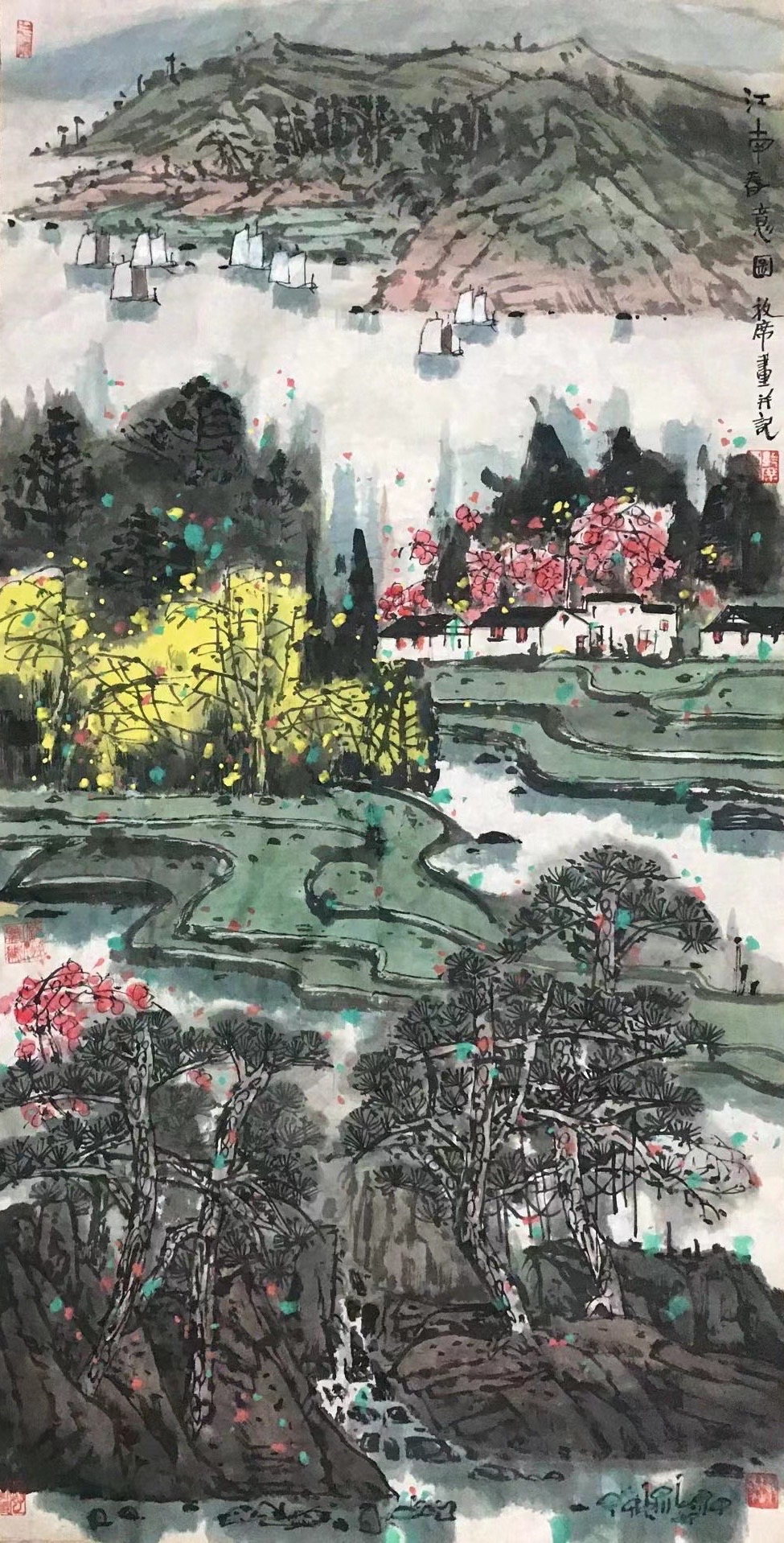 画家林敦席的彩墨山水画中处处体现着诗情,意境高远深邃