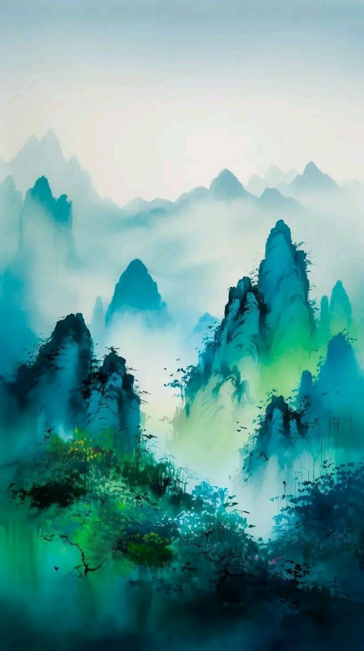 水墨云雾风景壁纸 烟雨蒙蒙山水重,离尘隐世闲云中 雾落凡世花似锦,影