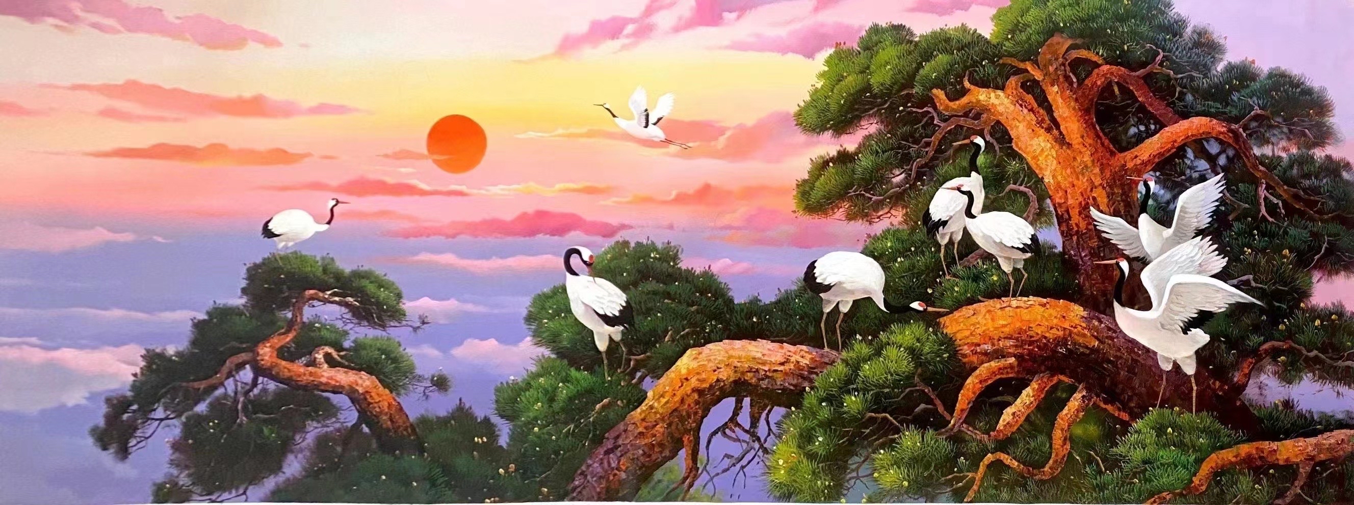 朝鲜油画 300×110cm超大尺寸风景画