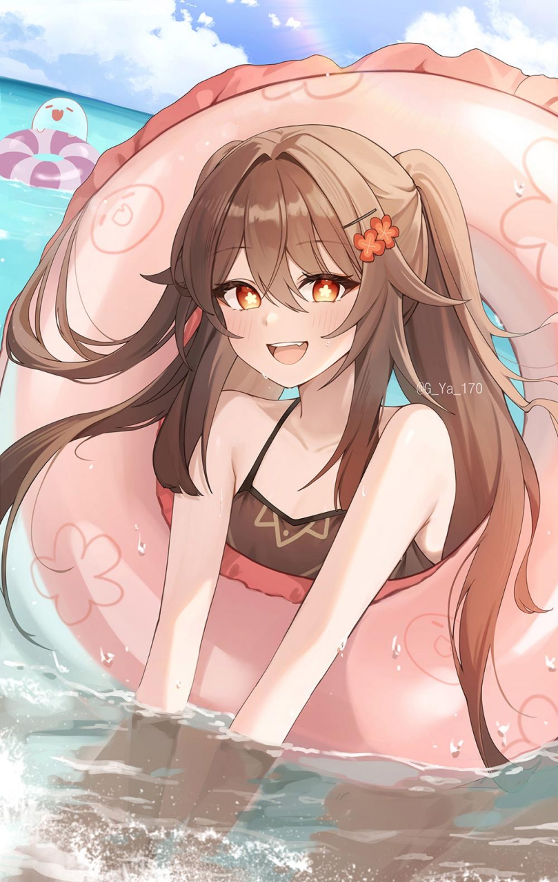 这泳圈的尺寸刚刚好,谢啦旅行者~ [欧耶]#原神#  画师:じや