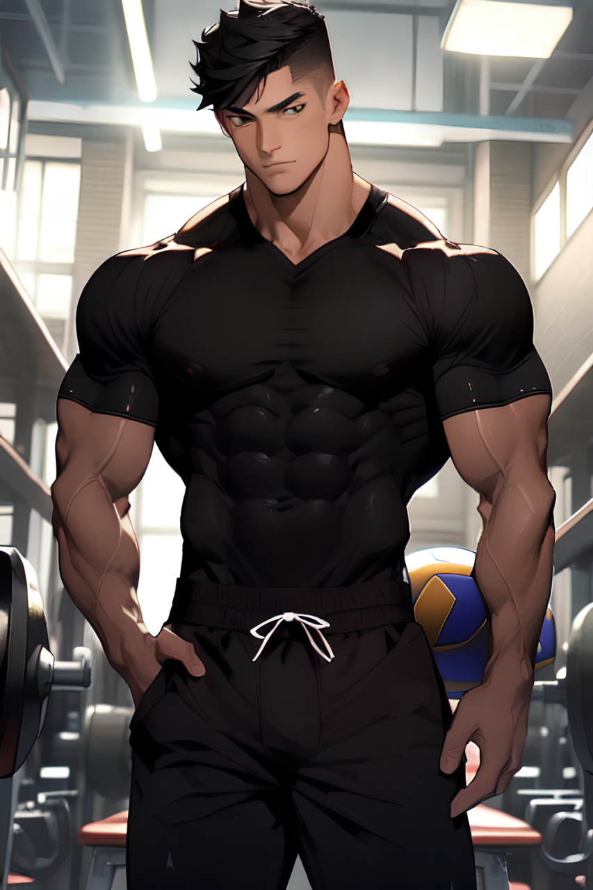 黑色upx肌肉男子#ai绘画# #动漫头像和壁纸# #肌肉型男