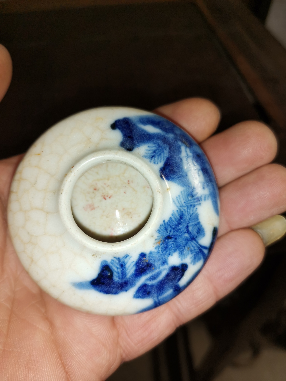 光绪青花山水纹水盂 文房用品
