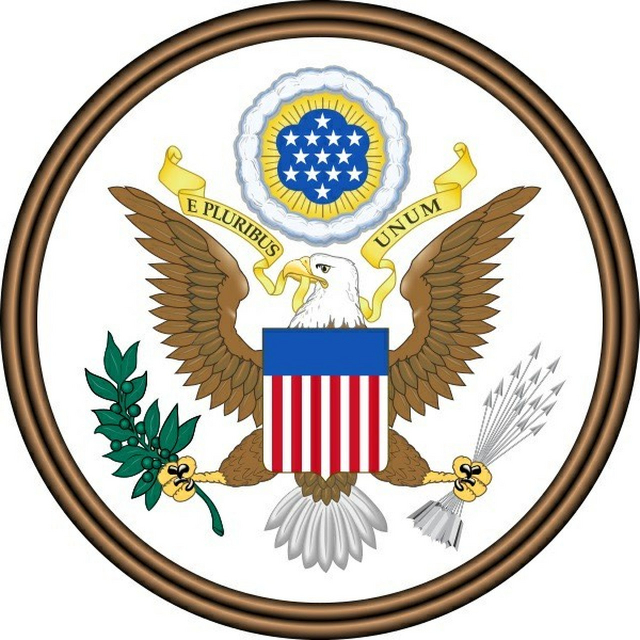 美国国徽是美国国玺(great seal of the united states)的正面图案