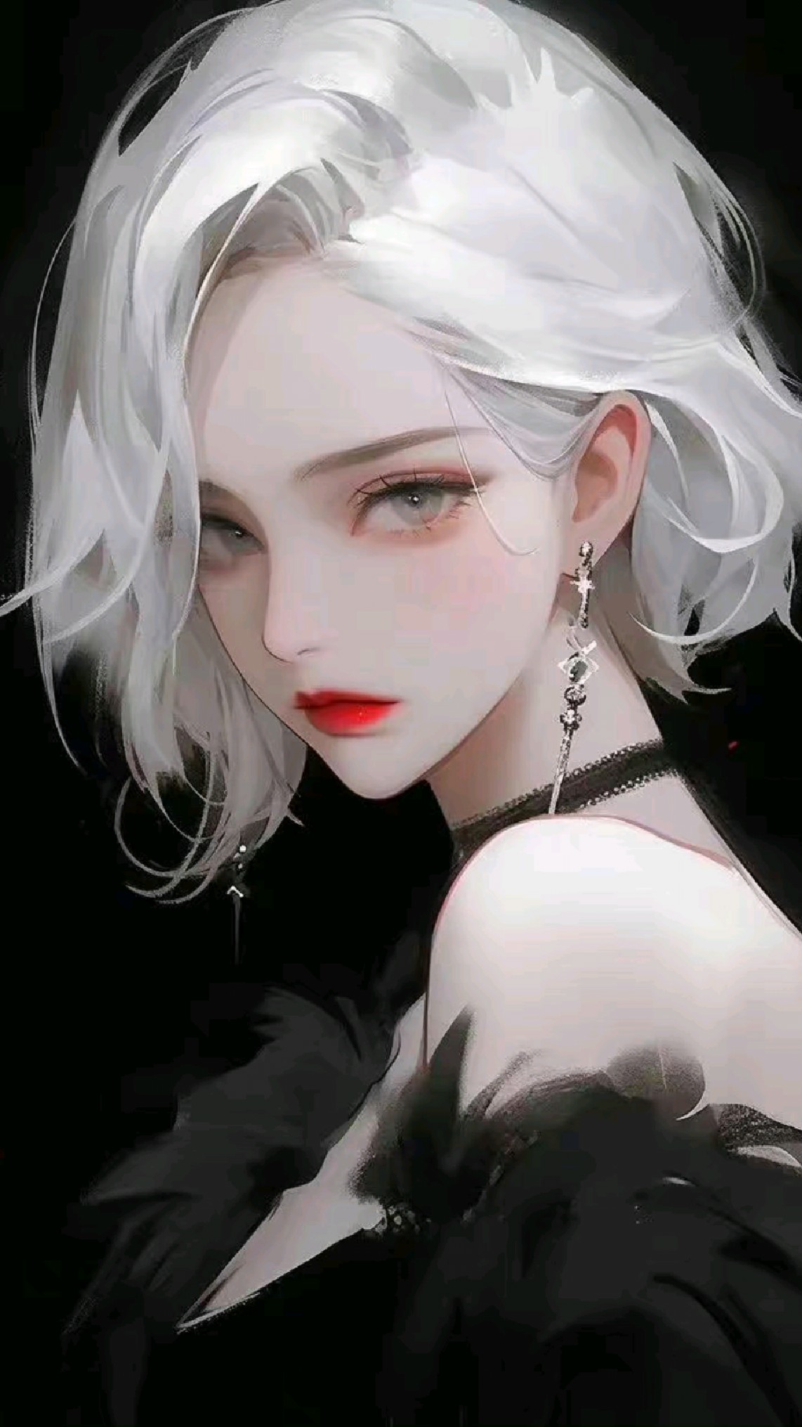 高冷气质银色系短发少女