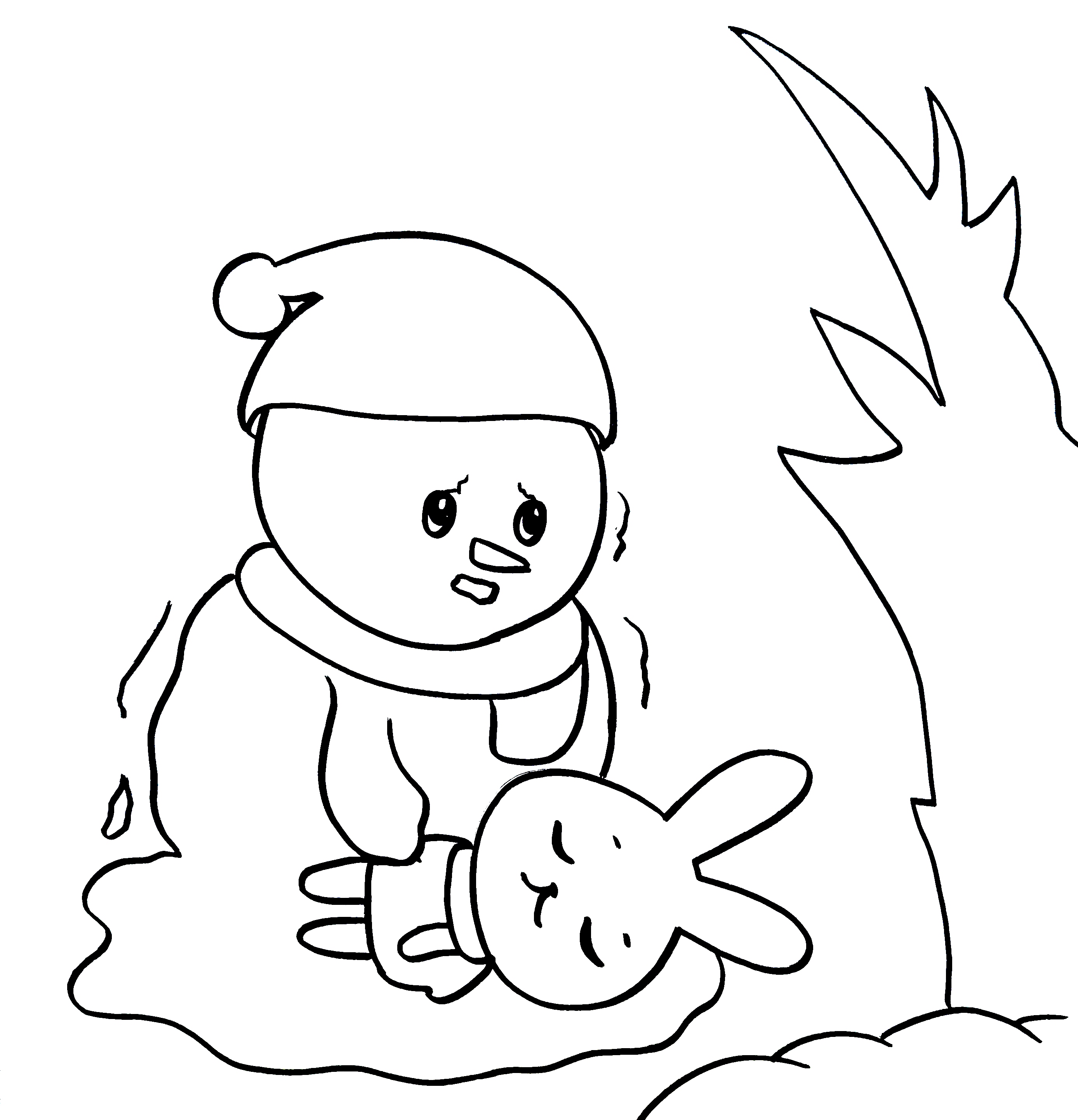 自制绘本《雪孩子》线稿图