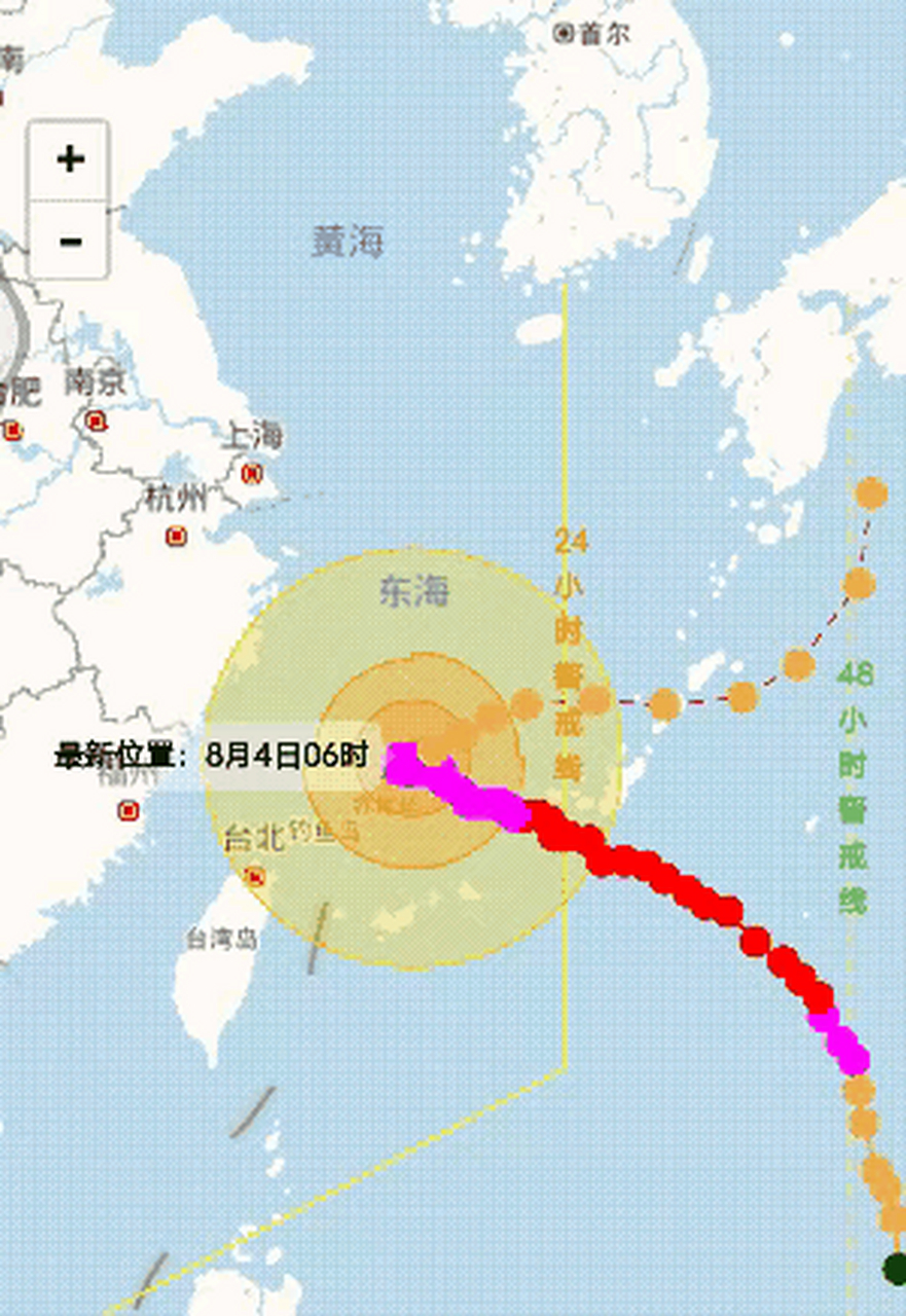超强台风卡努8月4号6时台风卡努动态路线实时更新,已经按原定预测路径