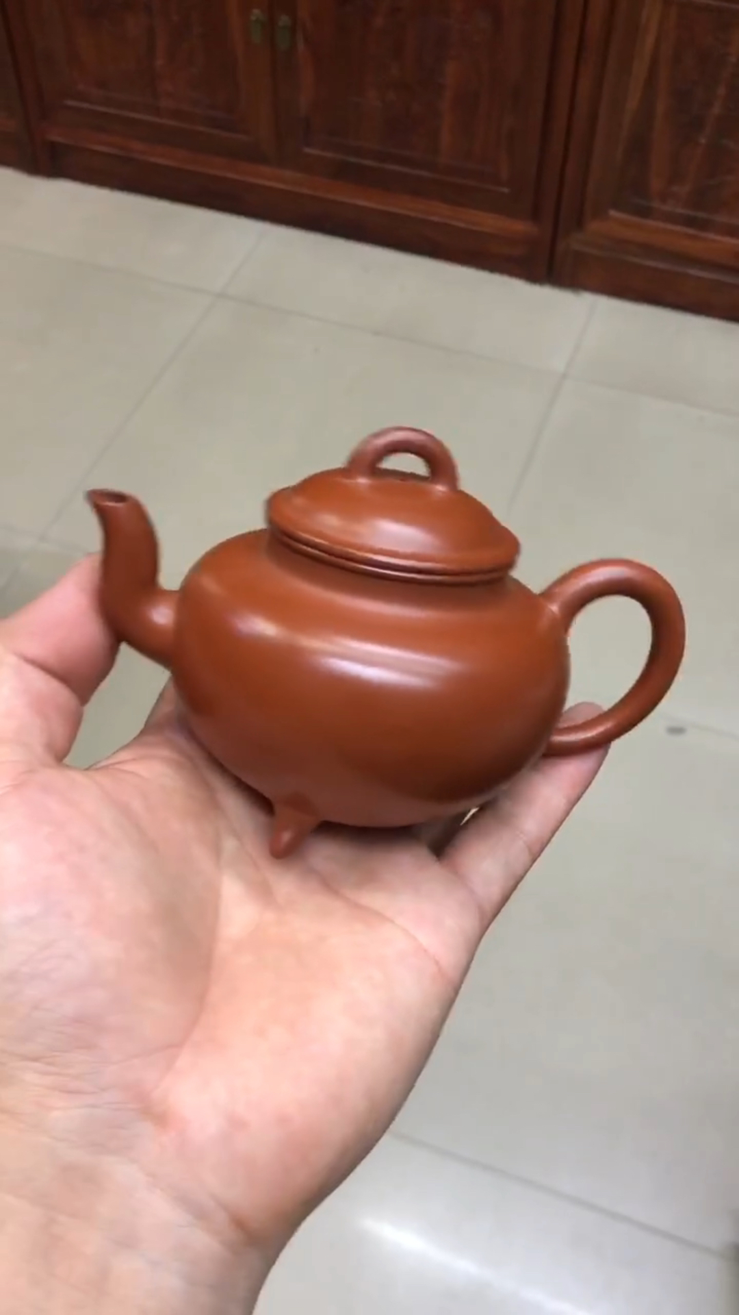 三足水平壶,朱泥料子