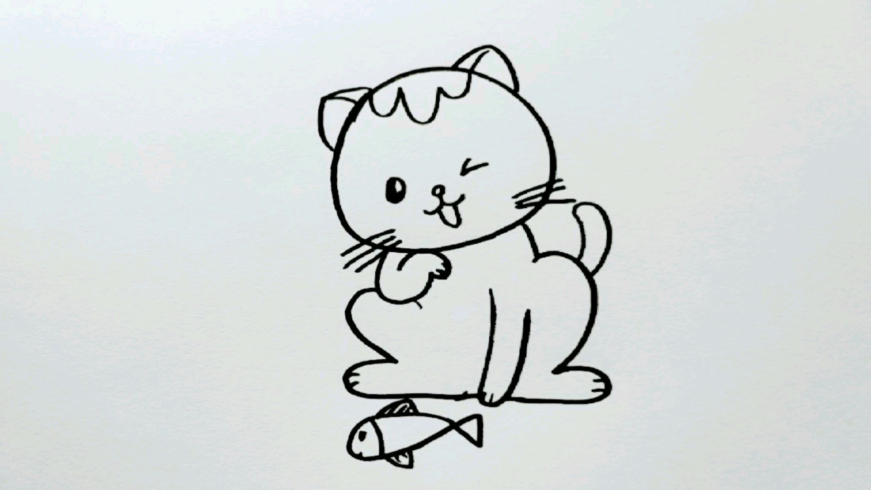 小猫咪和小鱼,一起来画吧