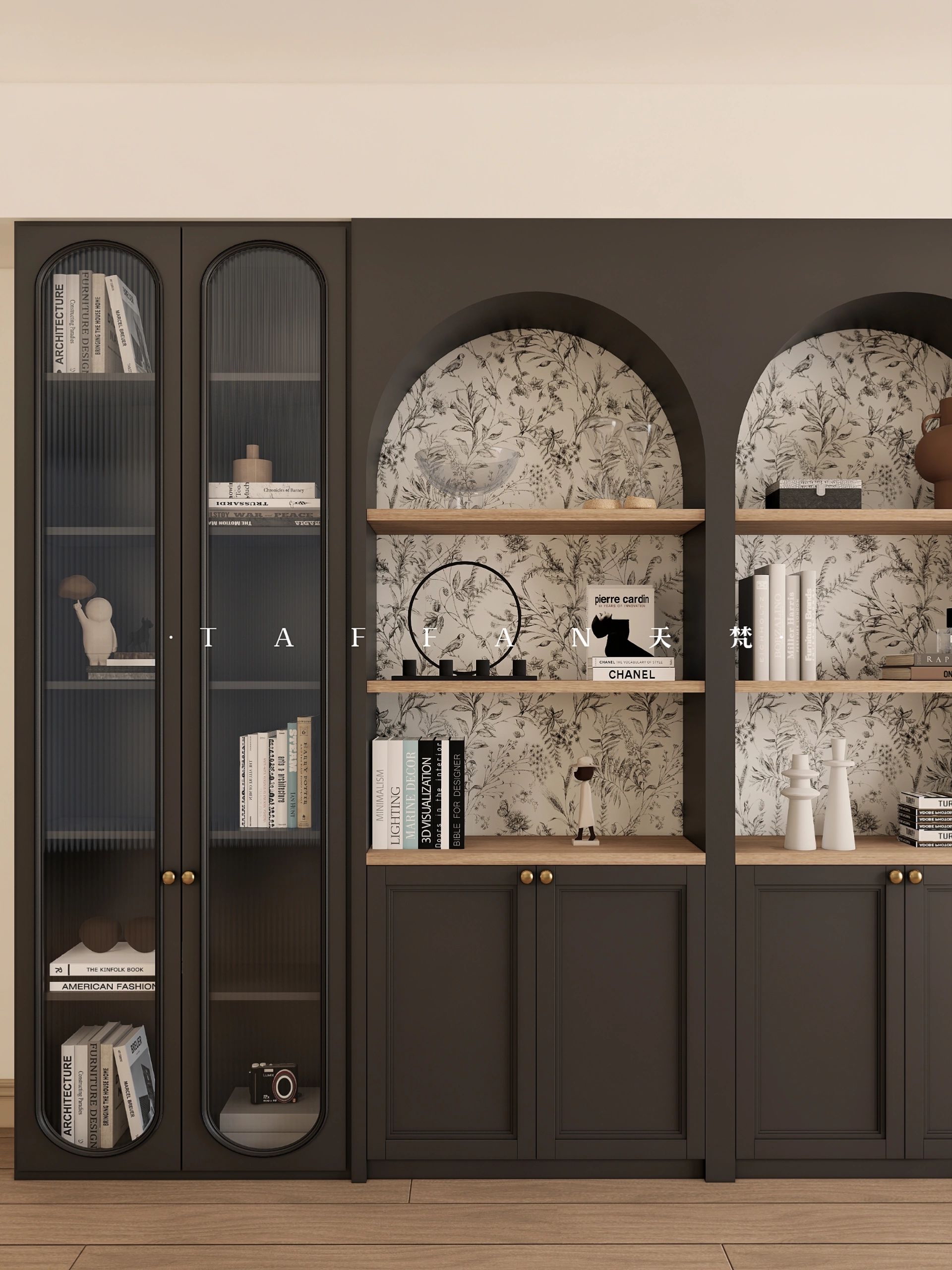 爱爆了我家这绝美的黑色法式书柜!