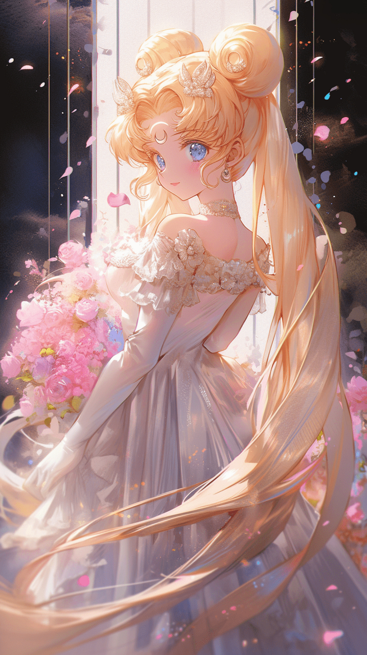 穿婚纱礼服的水冰月 小时候不要太喜欢水冰月和夜礼服假面～ #手机