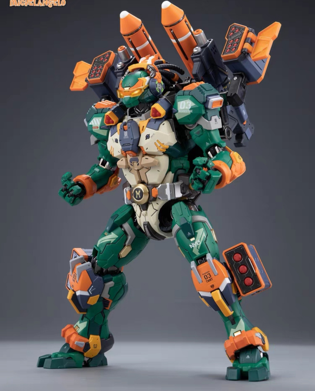 忍者神龟机甲龟 米开朗基罗 国创合金机甲hb0014国模可动#手办# #玩具