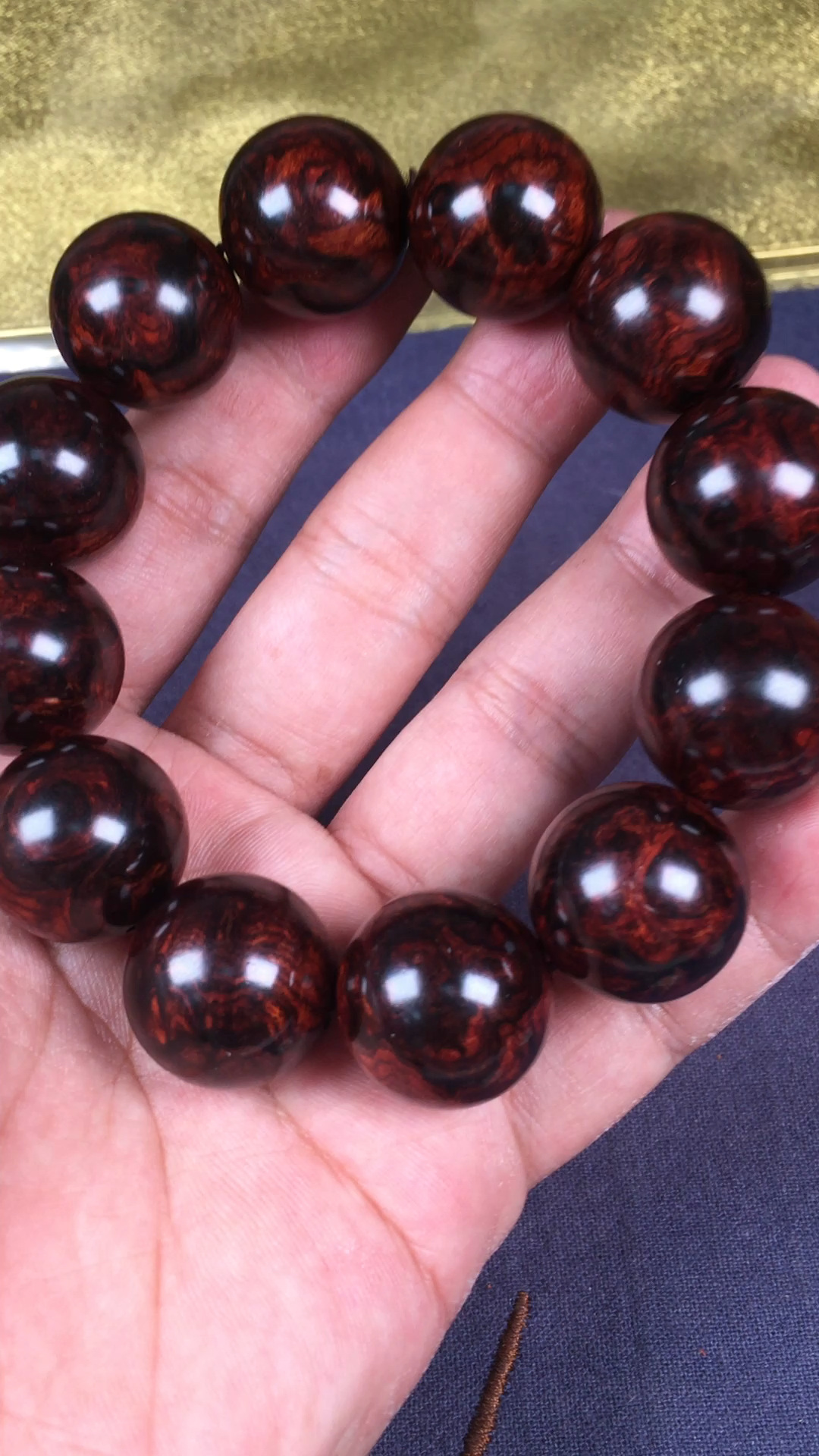 瘤疤水波纹20手串海南黄花梨紫油梨老料