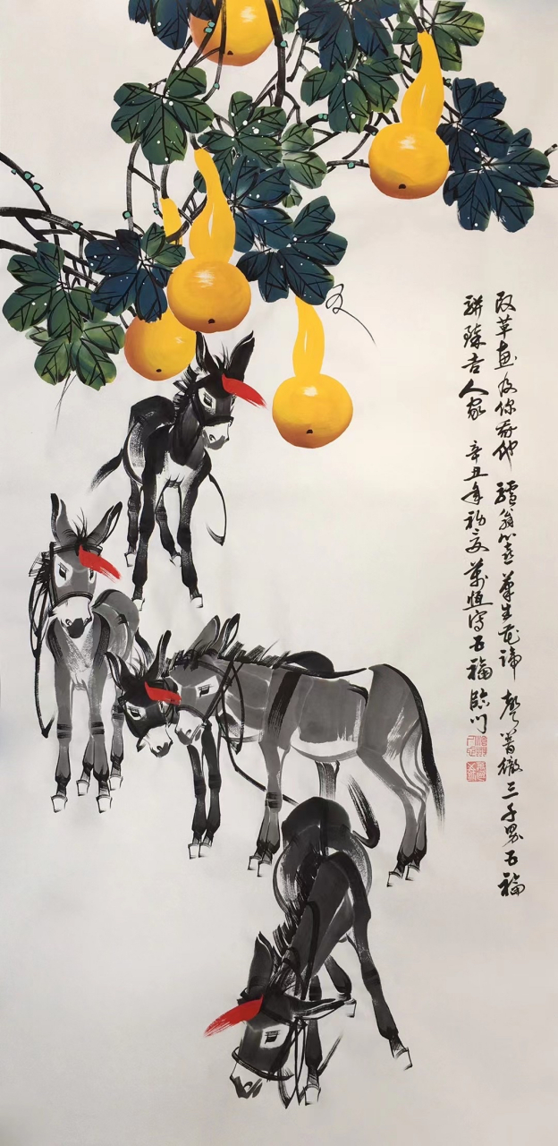 王万恒国画毛驴 王万恒,1963年出生,河北沧州人,中国书画家协会会员