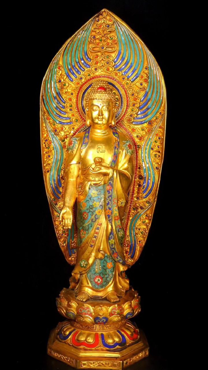 珍藏三圣佛像摆件,纯银掐丝,工艺精湛,高度:80cm,宽度:30cm,一套重约