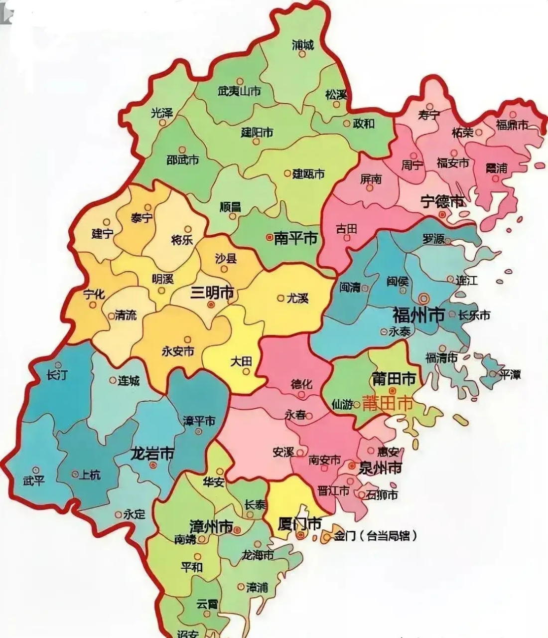 福建省行政区划一览表图片
