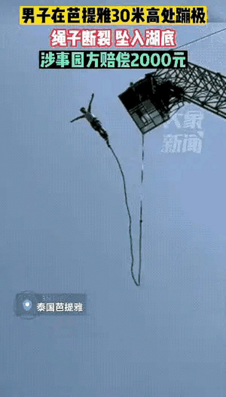 男子蹦极时绳子断裂坠湖:多处受伤,园方仅赔偿2千元!