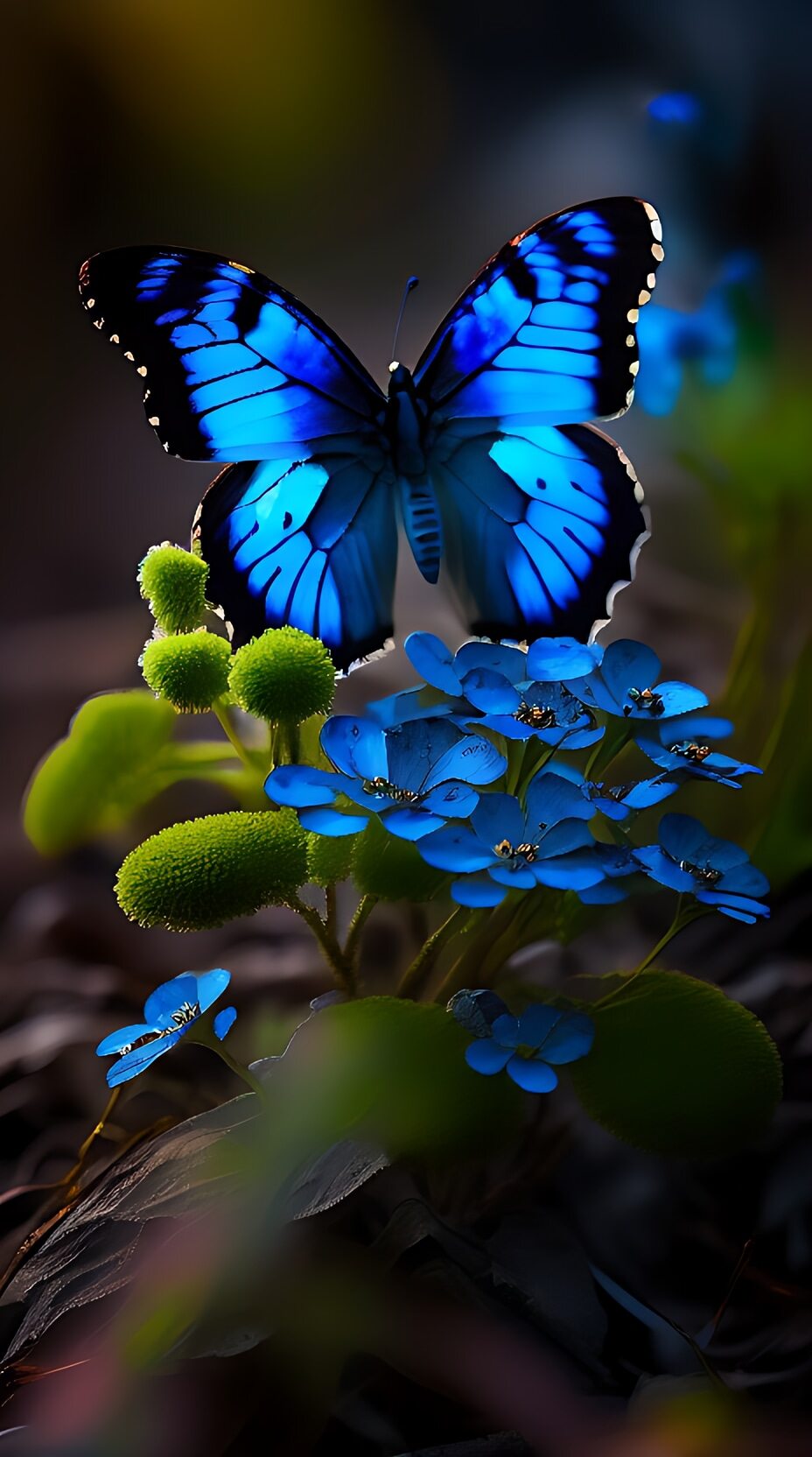 蓝蝴蝶图片 手机壁纸图片
