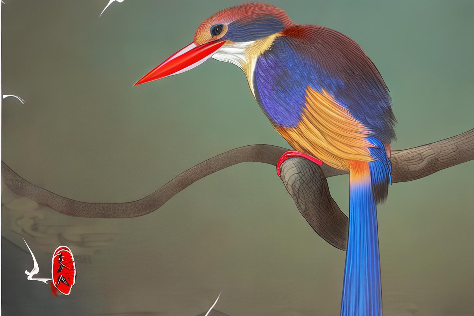 《山海经》鴖 红嘴翠鸟,御火异兽