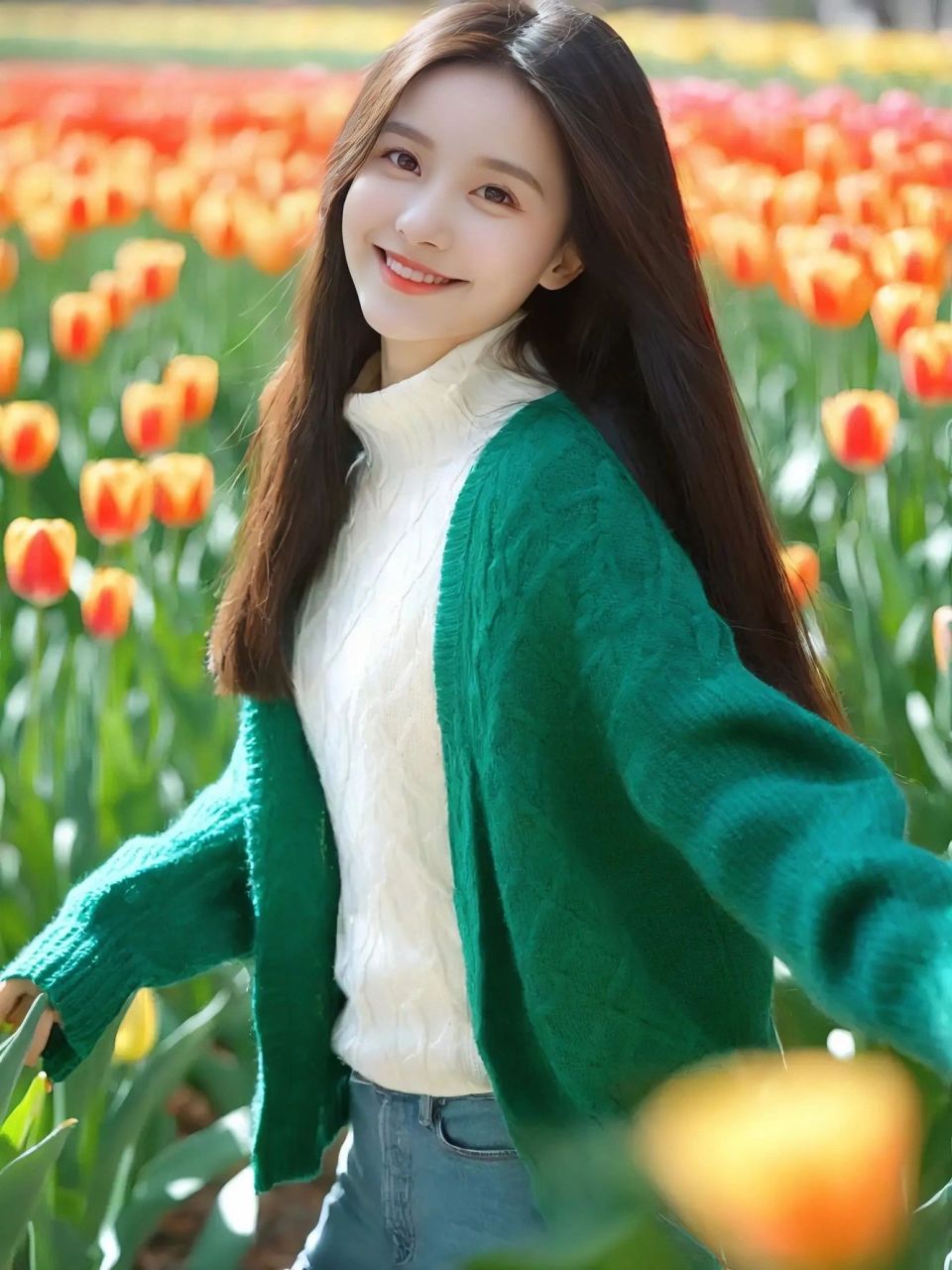 ai里爬出来的郁金香美女,小清新…|||#ai绘画[话题]# #气质美女[话题]