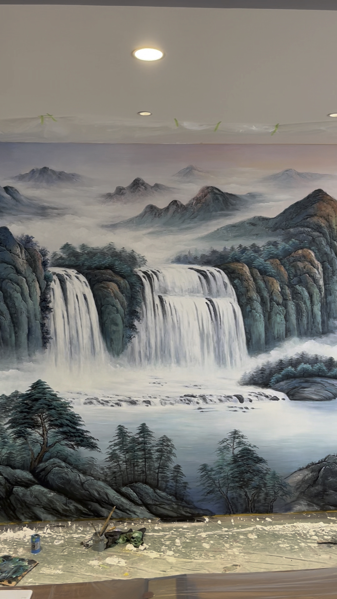 办公室浮雕山水,四天完工.