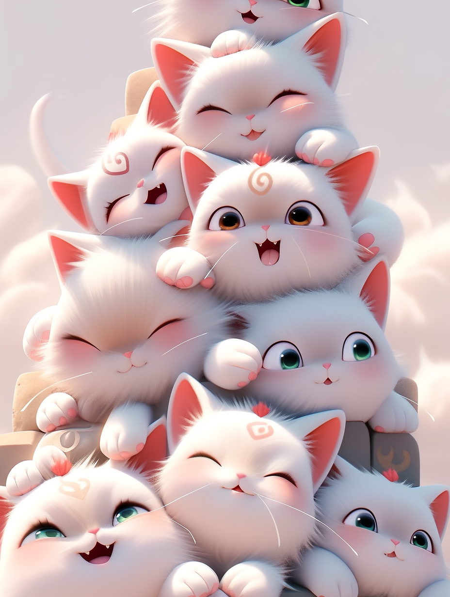 可爱猫咪叠叠乐头像壁纸背景图