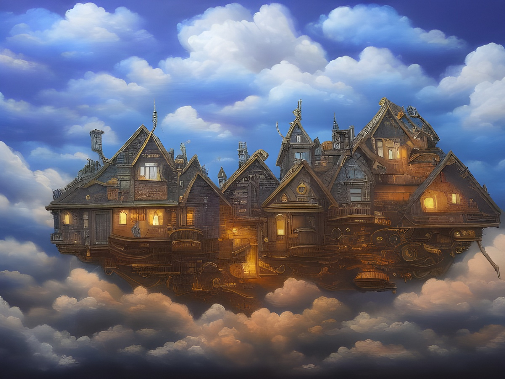 「建在云中的房子」 #ai共创计划#  #二次元美图#  #超潜力新人创作营