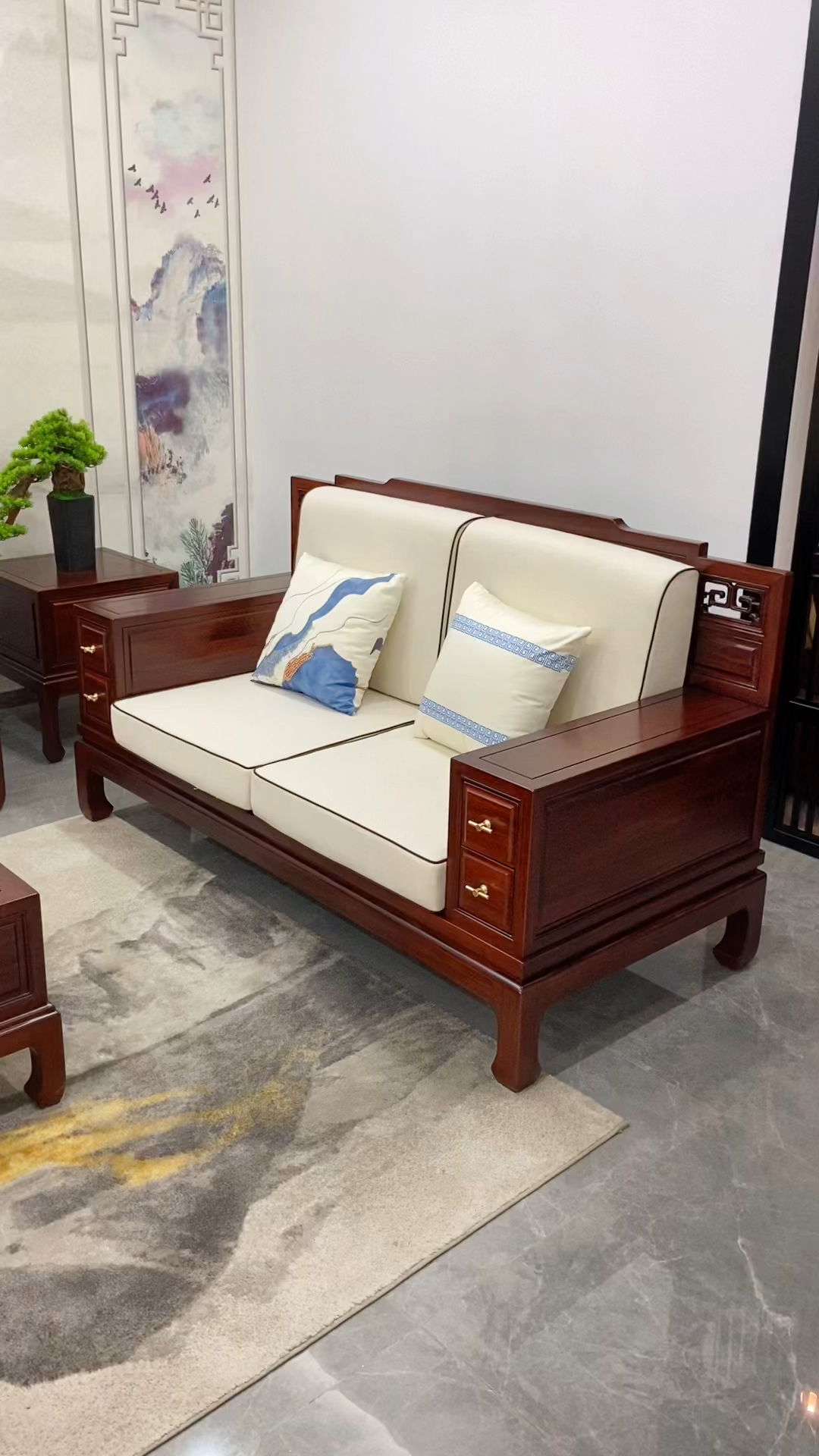 新中式家具,马蹄脚款实木沙发-度小视