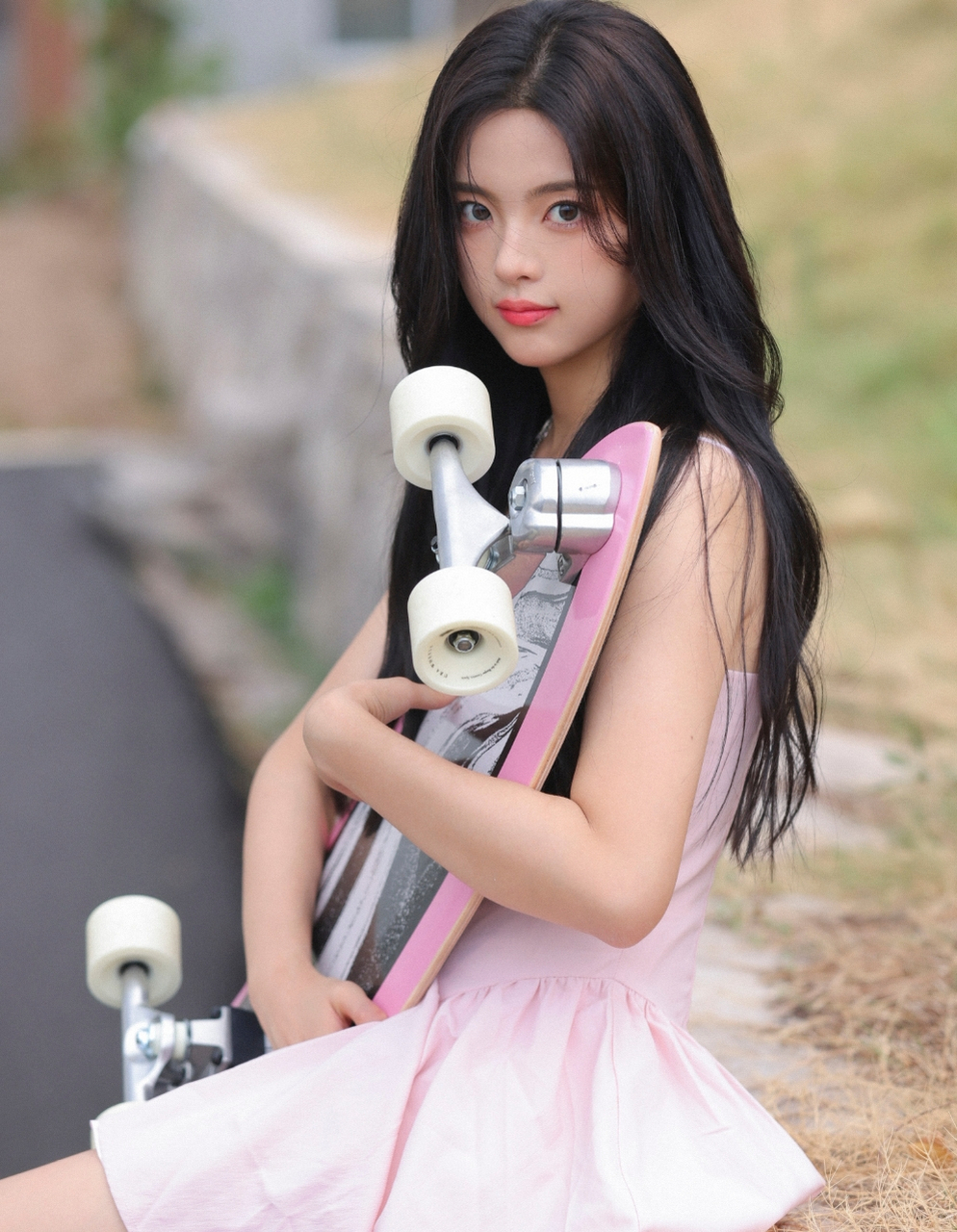 杨超越穿粉裙少女心十足!
