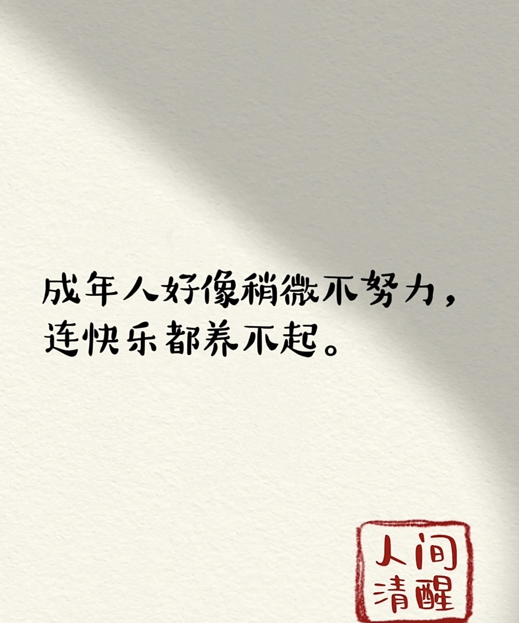 成年人好像稍微不努力连快乐都养不起