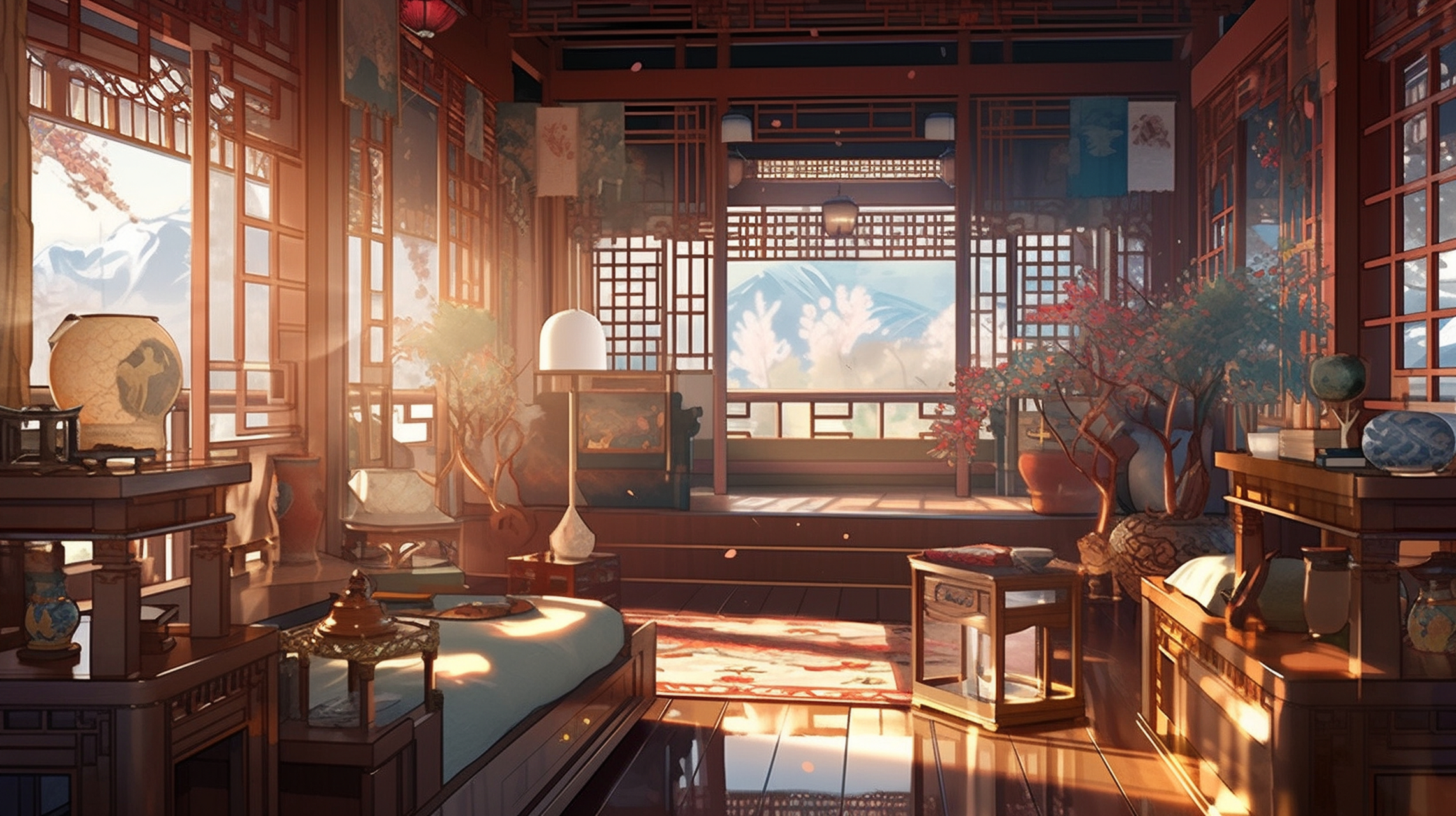 中国古代风格客厅场景#ai绘画# #场景# #壁纸