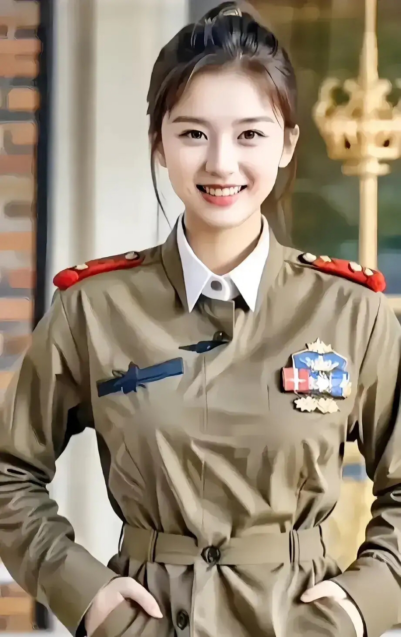 飒爽英姿勃勃昂 最美军装婉清扬 隽逸秀雅亭亭立 不爱红装爱武装