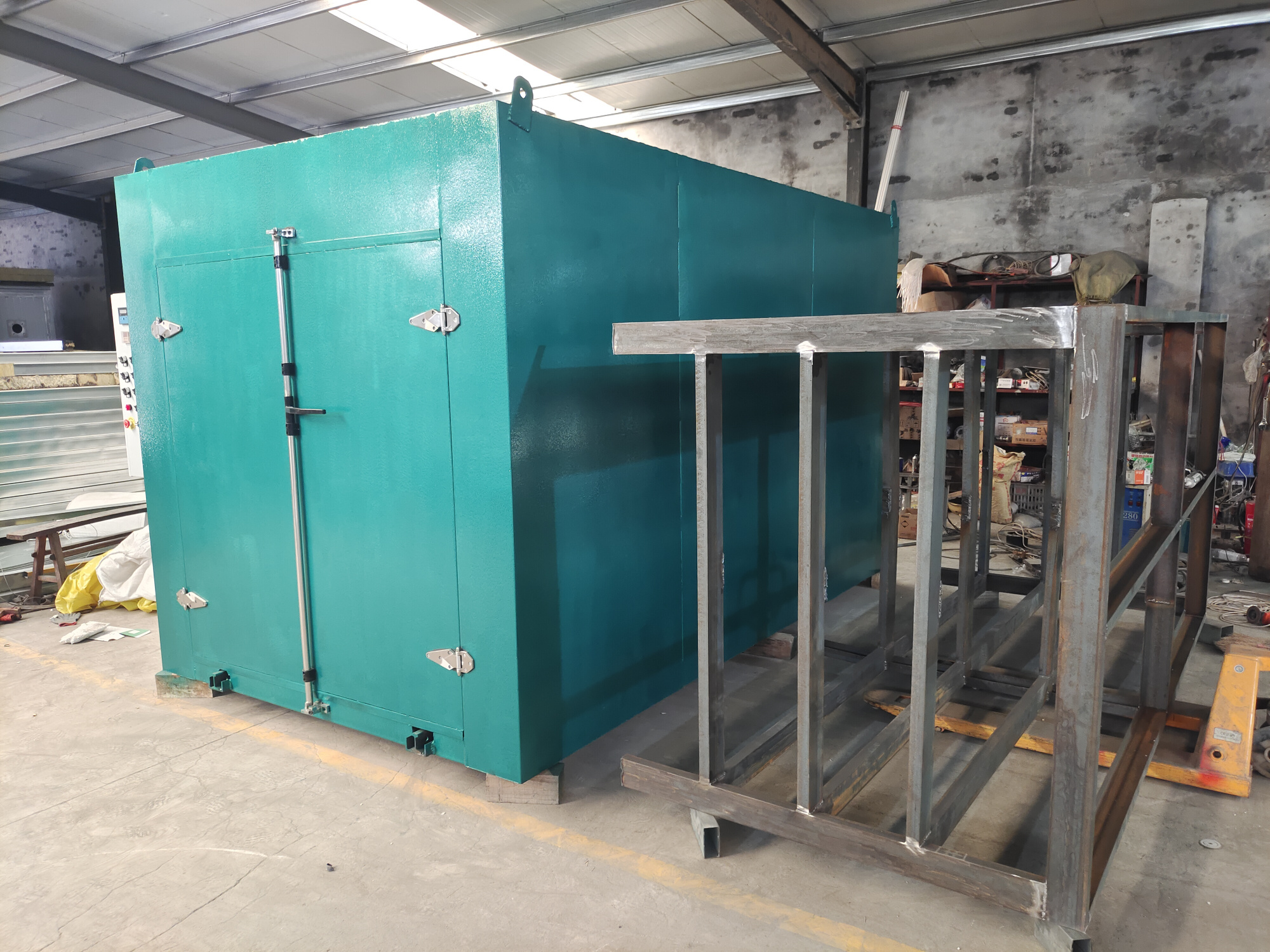 静电喷塑高温房,高温烤漆房,静电喷涂流水线