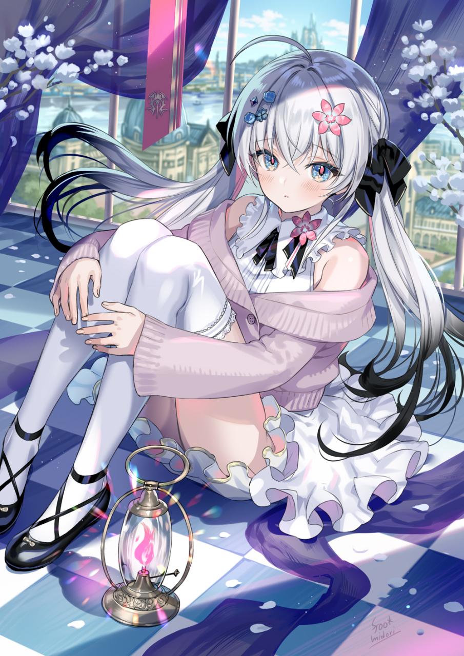 抱腿坐着的女孩子~ 画师:  碧風羽 pixiv id:  106465485