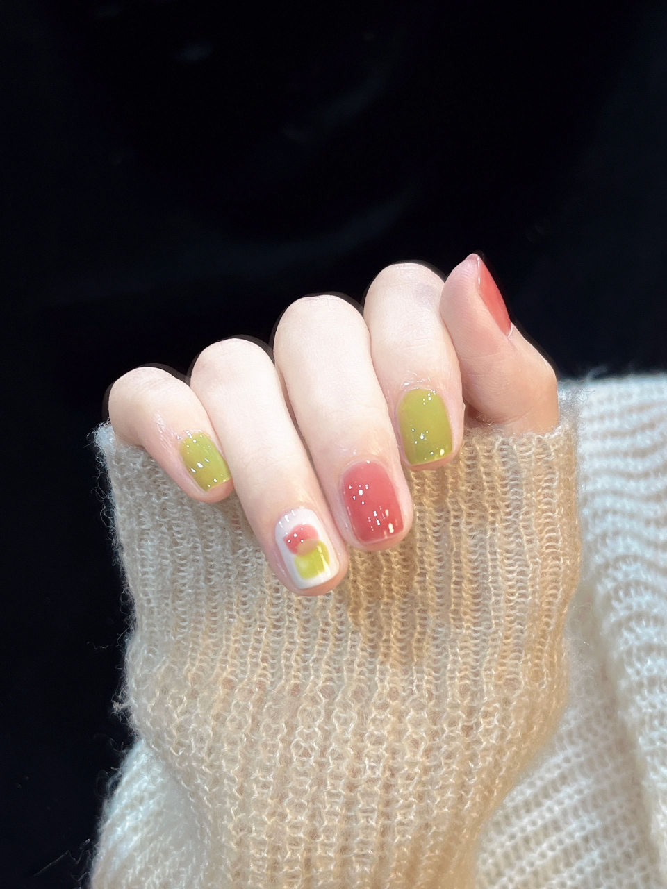 清新夏日小短甲配色91 我嘟夏天美甲 太夏天了太喜欢了